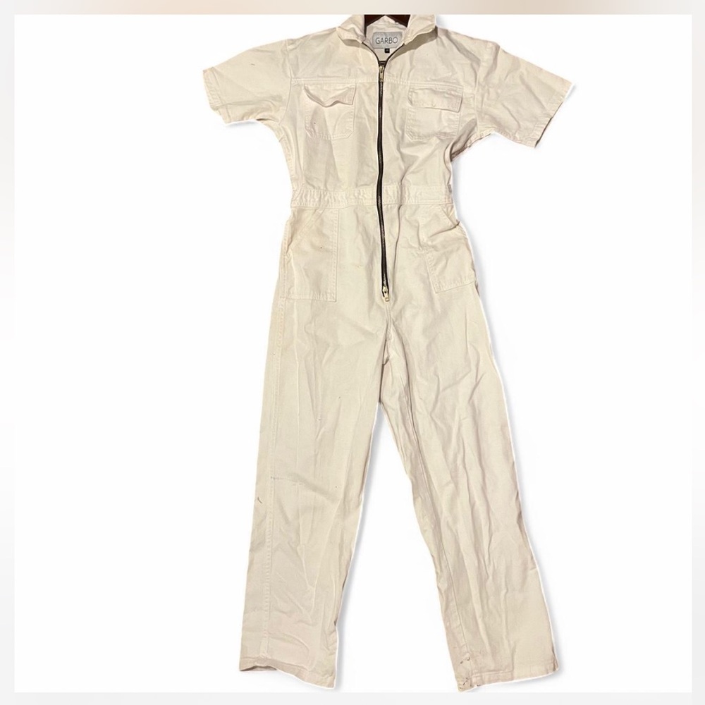 White Cotton Twill Jumpsuit